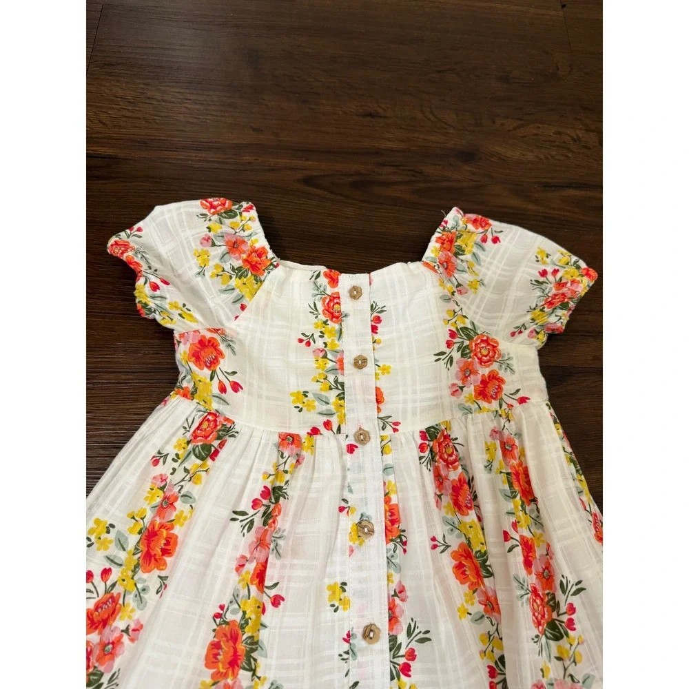 Haute Hippie Style Dress Girls 4T White Floral Tiered Cotton Cottagecore